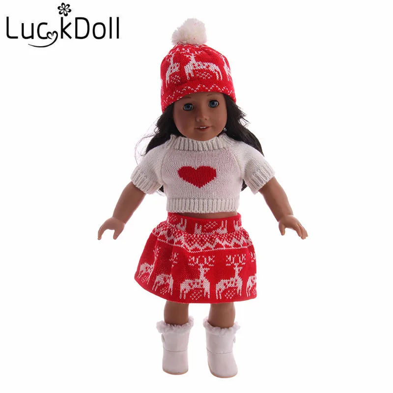 Luckdoll Рождественская Кукла трикотаж+ трусики+ обувь подходит 18 дюймов американские кукольные аксессуары лучший подарок