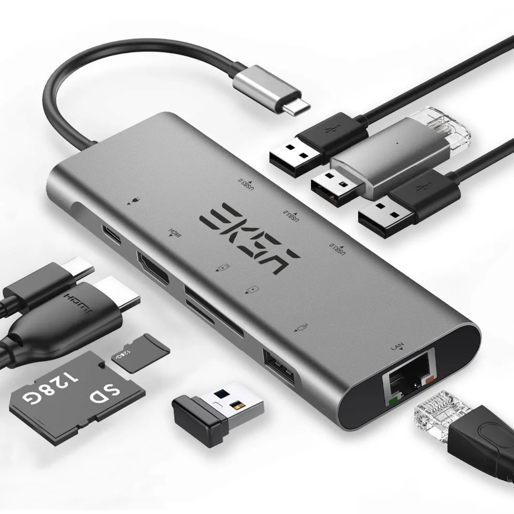 EKSA usb-хаб USB C к HDMI RJ45 Thunderbolt 3 адаптер для MacBook samsung Galaxy S9 S10 huawei mate 20 P20 Pro type 0