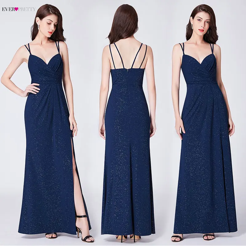Purple Evening Dresses Long Ever Pretty EP07429 Sexy Sleeveless Mermaid Leg Slit 2019 Cheap Formal Party Dresses robe de soiree