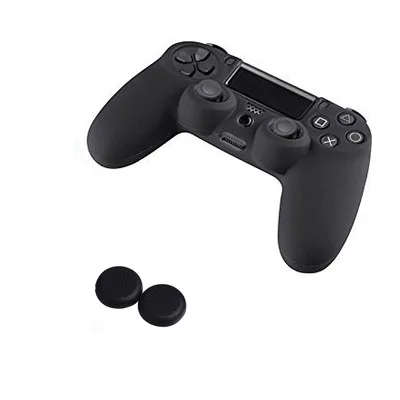 Yoteen Мягкая силиконовая кожа для sony PS4 резиновый чехол Dualshock 4 игровой контроллер Крышка Thumbstick Caps - Цвет: Черный