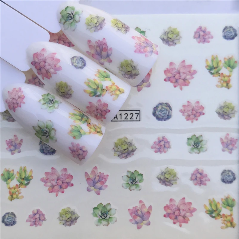 

1 Sheet Refreshing Flower Designs Nail Art Stickers Water Transfer Nail Tips Decal DIY Accessory Beauty Nail Decorations