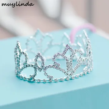 

8 cm Exquisite Flower Rhinestones Crystal Photo Prop Newborn Baby Tiara Crown Toddler Girls Princess Crown Tiara Headband