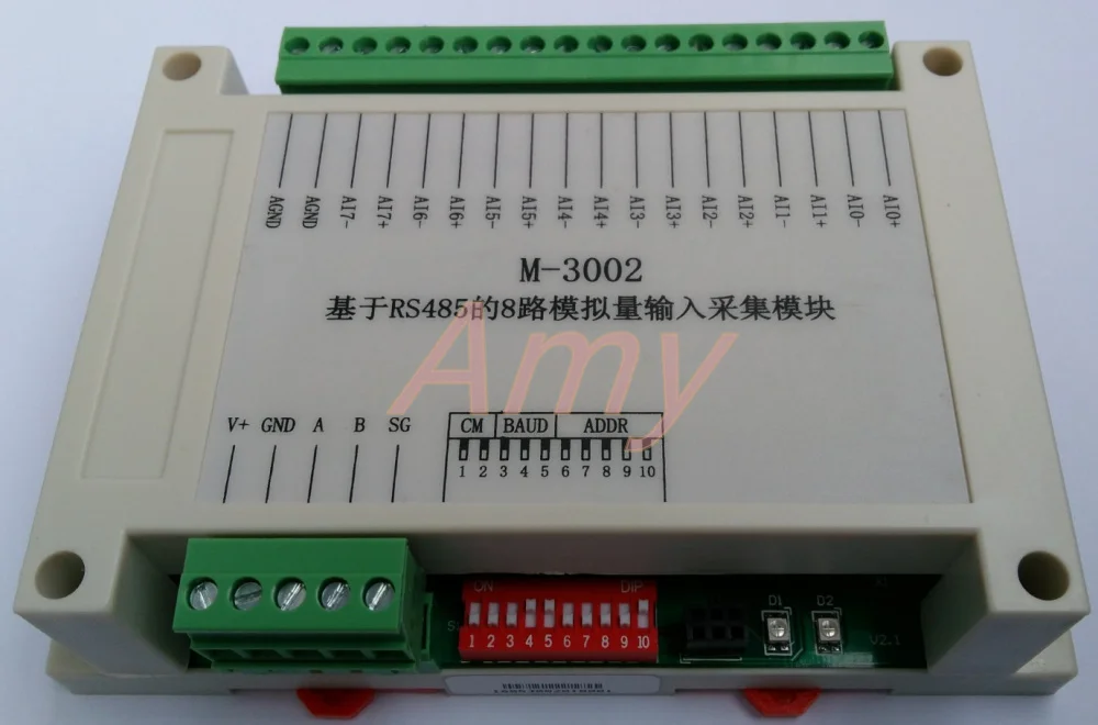 

M-3002 Modbus based 8 channel voltage / current analog input module plug and pull terminal