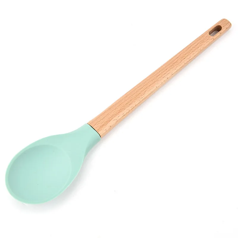 6pcs/set Food-grade Silicone Bakeware Set Wood Handle Utensils Nonstic Kitchen Cooking Tools Kitchen Scraper Whisk Brush Kit
