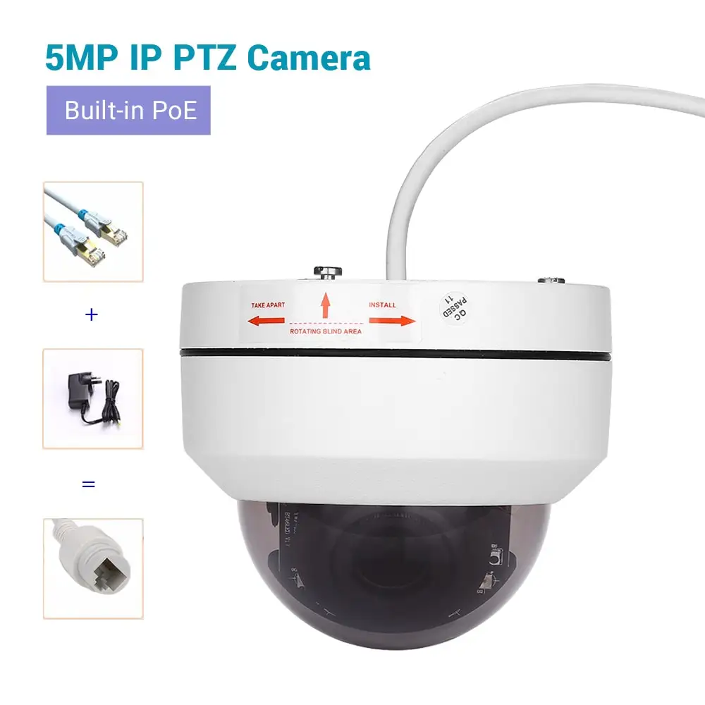 

PTZ IP Camera 5MP Outdoor Onvif 4X ZOOM Waterproof Mini Speed Dome Camera H.264 IR 50M CCTV Security Camera Vandal-proof POE Cam