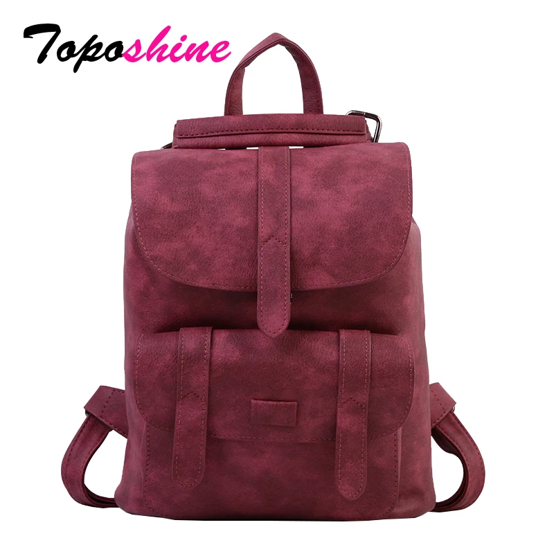 Toposhine New Design Women Backpack Solid Hasp Female Bag Fashion Girls School Bags Lady Soft PU Le - 32818284636
