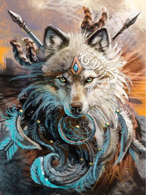 

5D Diamond Painting Animal Wolf Fighting Cross Stitch Diamond Embroidery Full diamond scenery rhinestones Home Decor gift