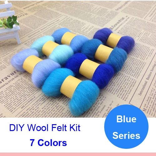 Blue Series Wool Felt Poke Poke Fun Handmade Diy Kit Material 5g/Colour