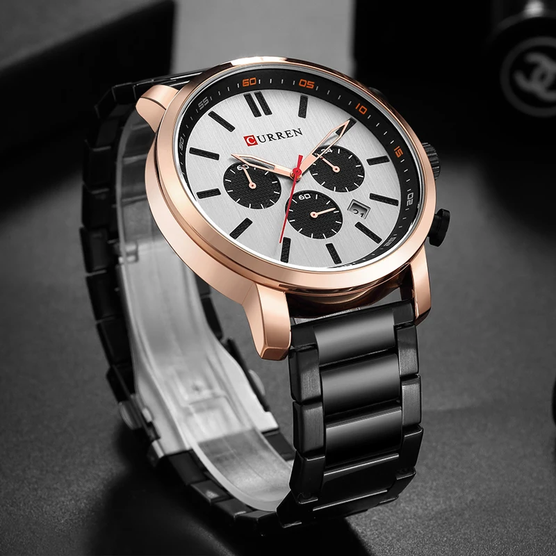 

Mens Watches Luxury Brand Steel Wrist Watch Analog Quartz Watches Men Horloge CURREN Men's Fashion Sport Chronograph Clock Reloj
