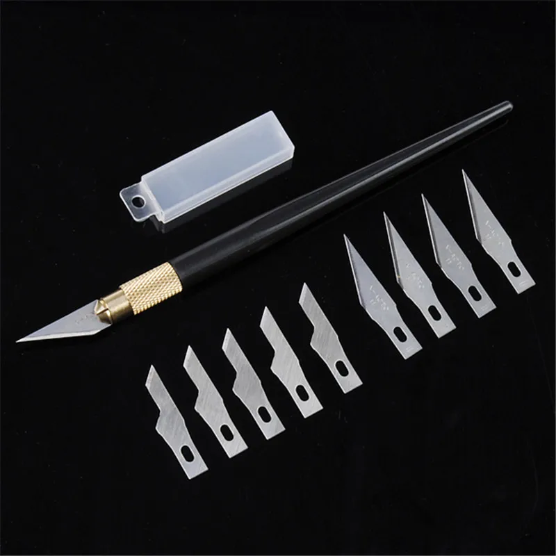 1pc Metal Handle Hobby Cutter Craft Knife With 10pcs Blade Cutting Tool