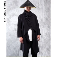 Sinicism Store, мужской Тренч, куртка, мужские хлопковые и льняные однотонные длинные пальто, верхняя одежда для мужчин, s хип-хоп, Повседневная Осенняя ветровка