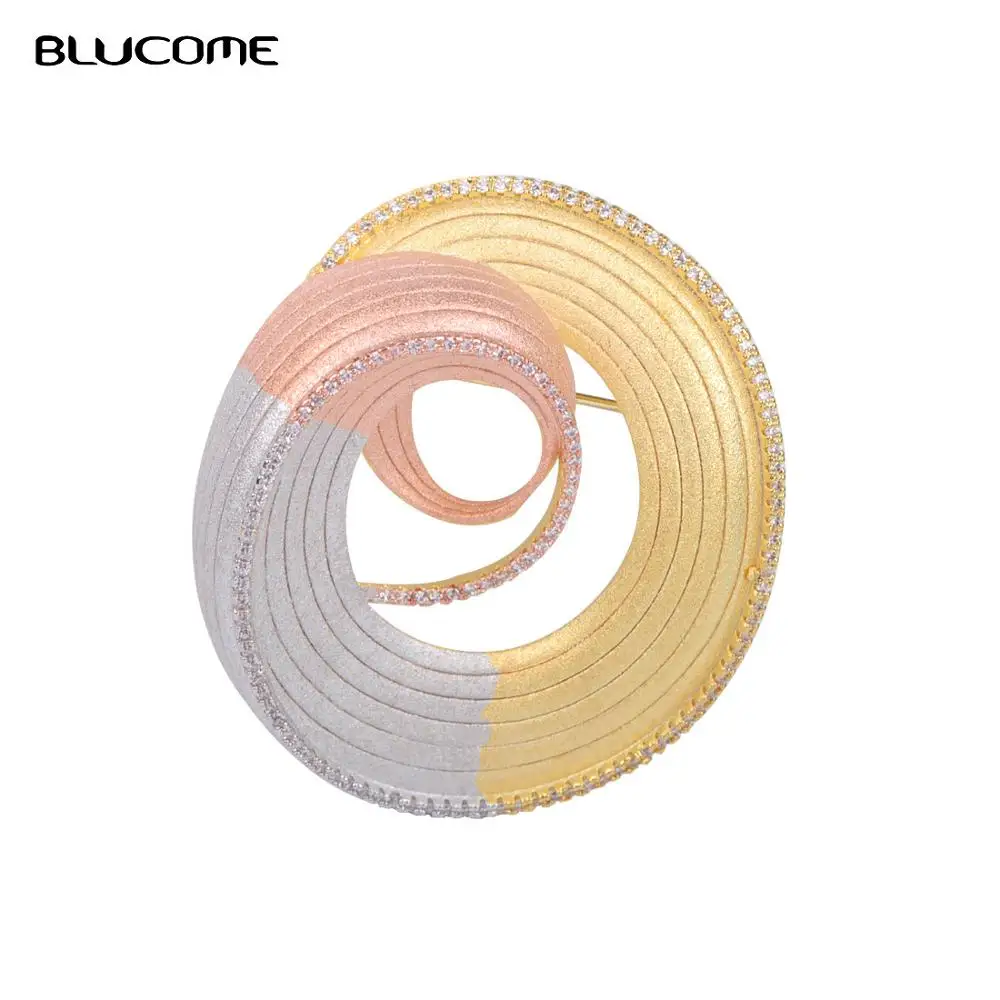 

Blucome Beautiful Classic Round Brooches Shiny Cubic Zircon Copper Jewelry For Women Party Suit Lapel Dress Pendant Pins Corsage