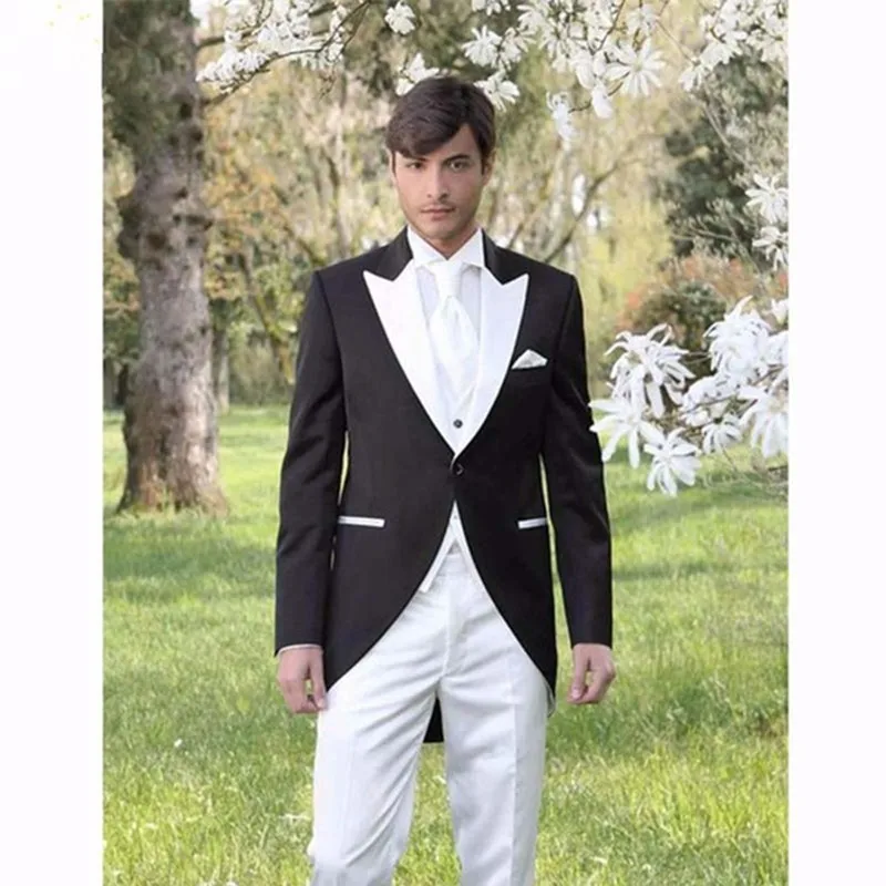 Для мужчин; смокинг джентльмена костюм из трех предметов (Пиджак + брюки) + жилет) Свадебные Жених платье Для мужчин бизнес платье поддержка
