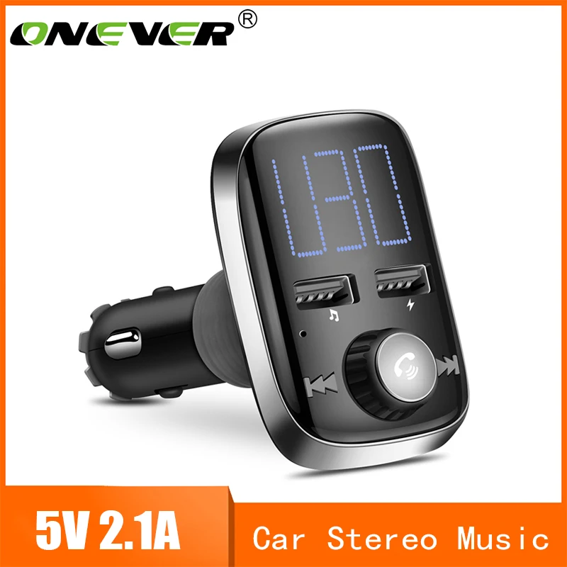 

Onever Bluetooth Car FM Transmitter Handsfree Car Kit Radio FM Modulator Bluetooth Aux Input/Output Mp3 Music Player USB Charger
