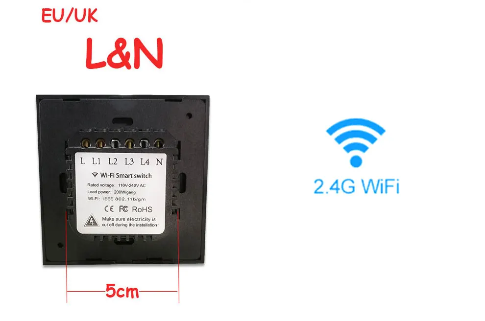 Сенсорный переключатель Vhome Ewelink, 2,4G Wifi, сенсорная панель для умного дома, стандарт ЕС/Великобритании, Wi-Fi, приложение Alexa, умная настенная панель