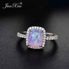 JUNXIN простое мужское женское кольцо с голубым/белым/зеленым/фиолетовым опалом, винтажные обручальные кольца для мужчин и женщин