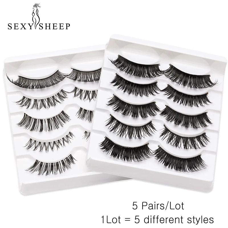 

SEXYSHEEP 5 pairs 3D Faux Mink Fake eyelashes Natural False Eyelashes Mink Lashes Soft Eyelash Extension Makeup Different styles