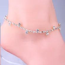 Sexy Clear Rhinestone Anklet Foot Sandal Beach Wedding Jewelry Ankle Bracelet Bracelets Anklets for women free shipping
