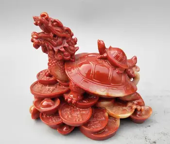 

Collectible chinese Shoushan stone the dragon turtle statue
