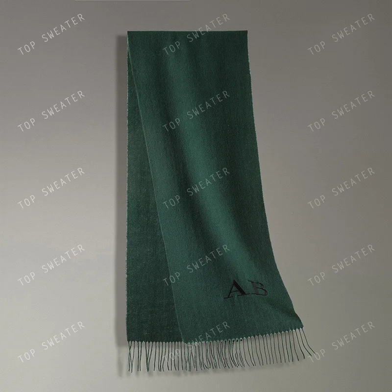 Черный нить персонализированные Твердые кисточкой Для женщин шарф индивидуальные вышивка кашемировая зимняя женская пашмины девушки шарф