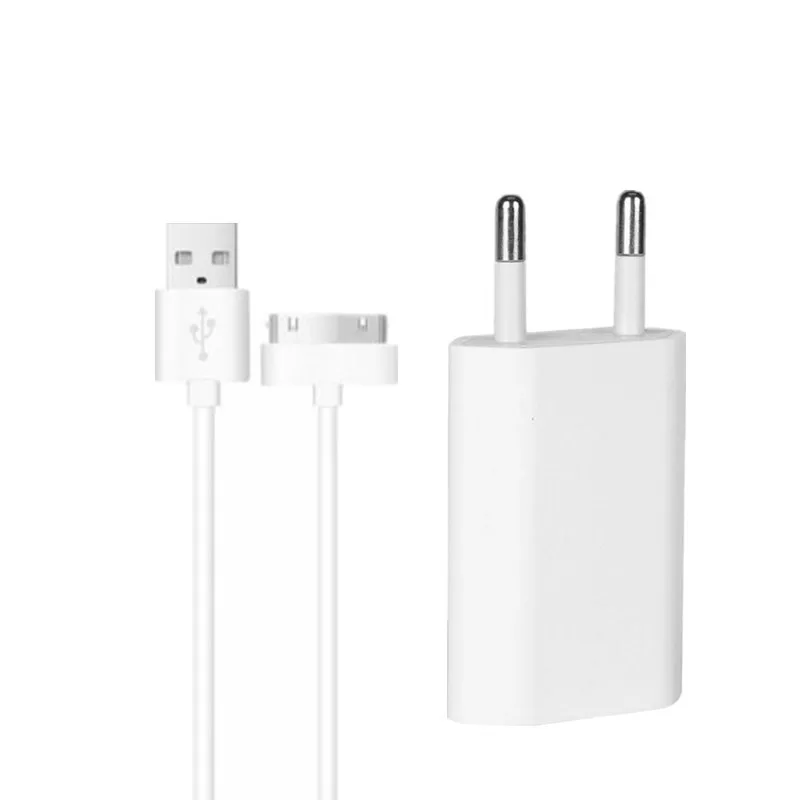 

30-Pin 1m Data Sync Charger Cable For iPhone 4s 4 3G 3GS iPad 3 2 iPod Nano\Touch\Video 2 in 1 5V 1A EU Plug USB wall Charger