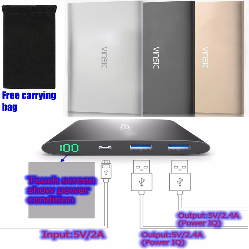 imágenes para Voltiq Vinsic 12000 mah Banco de la Energía 12000 mah Powerbank 2 Puertos 5 V 4A para Xiaomi iPhone Huawei Samsung Tablet Cargador portátil imágenes para Voltiq Vinsic 12000 mah Banco de la Energía 12000 mah Powerbank 2 Puertos 5 V 4A para Xiaomi iPhone Huawei Samsung Tablet Cargador portátil