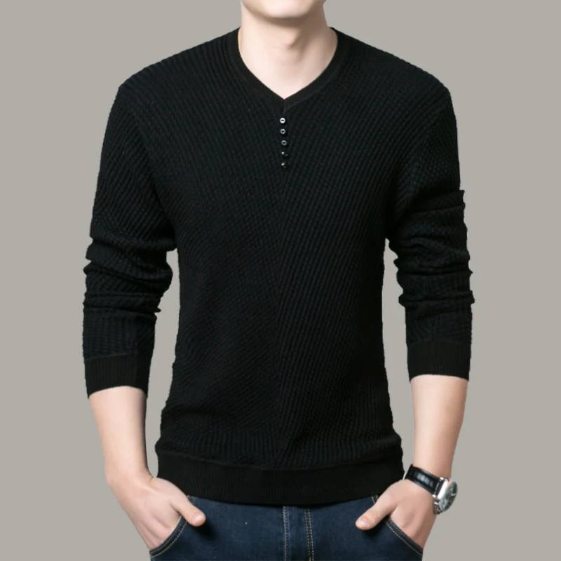 

Knitted Cashmere Wool warm Sweater Men Casual V-Neck Pullover Long Sleeve top Shirt Drop shipping Brand discount clothes