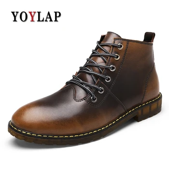 Распродажа! YOYLAP Brand Winter Retro Genuine Leather Ankle Boots
Fashion Men Martin Boots The Dress Boots With Fur unisex Обзор