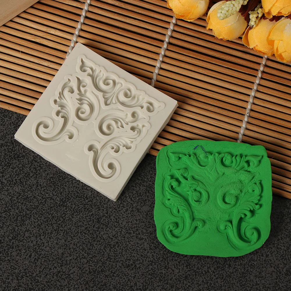 

1PC European Pastry Antique Mirror Frame Fondant Cake Mold Silicone Mould Border Embossing