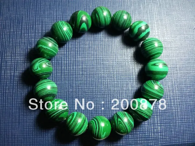 

BB-095 Natural Green Malachite beads bracelet Stretch,12mm,green stone man bracelets,no MOQ