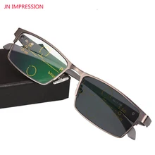 JN IMPRESSION Автоматический зум прогрессивные многофокальные очки фотохромные очки для чтения полуоправа Мужская Пресбиопия 1,0-3,0