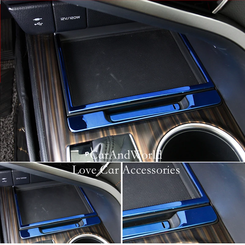 

For Toyota Camry 2018 2019 Central Gear Storage box U type panel Trims Cover Stainless Steel Sticker Car-Styling Accessories