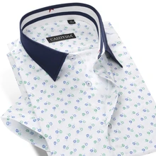 Модная мужская рубашка с коротким рукавом, с цветочным принтом, хлопок, известная марка, с цветочным принтом, Мужская Лоскутная рубашка с воротником, приталенная Повседневная рубашка 4XL