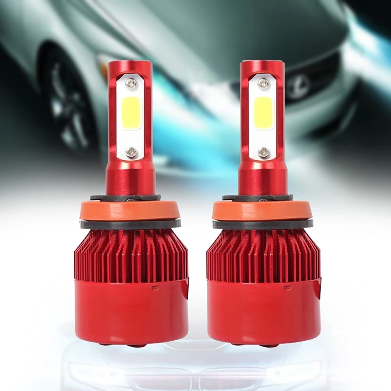 

S2 H8/9/11 Car LED Headlight Bulbs 6500K 72W 8000LM COB LED Headlamp Fog Light Red