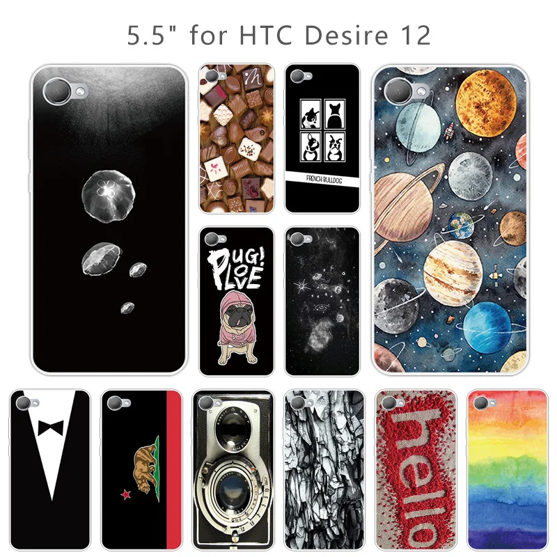 

5.5" for HTC Desire 12 Clear Silicone Full Protection Back Phone Colorful Cover for HTC Desire 12 Soft TPU Silicone Fitted Case
