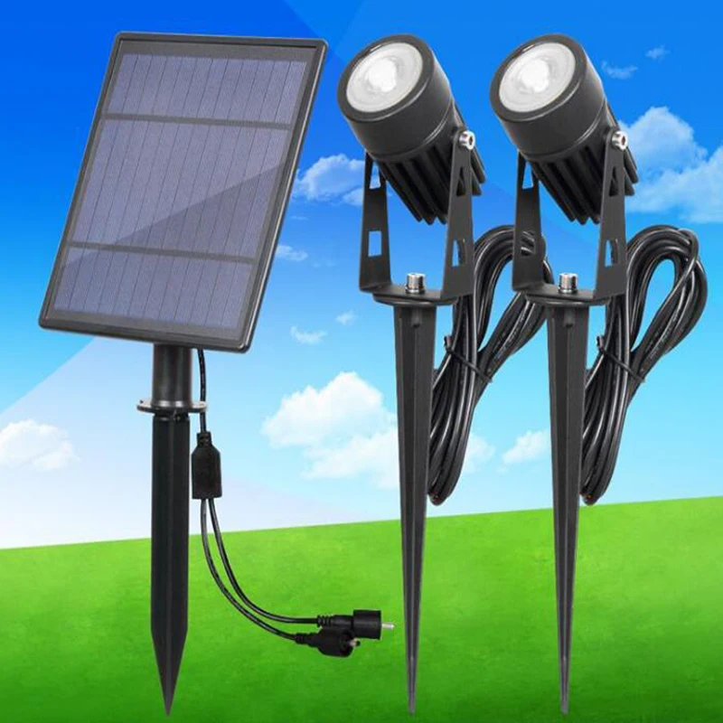 Double Head LED Solar panel Powered LED Lights Spotlight Outdoor Path Spot Lamp Yard Garden Lawn Landscape LED spot light  (7)