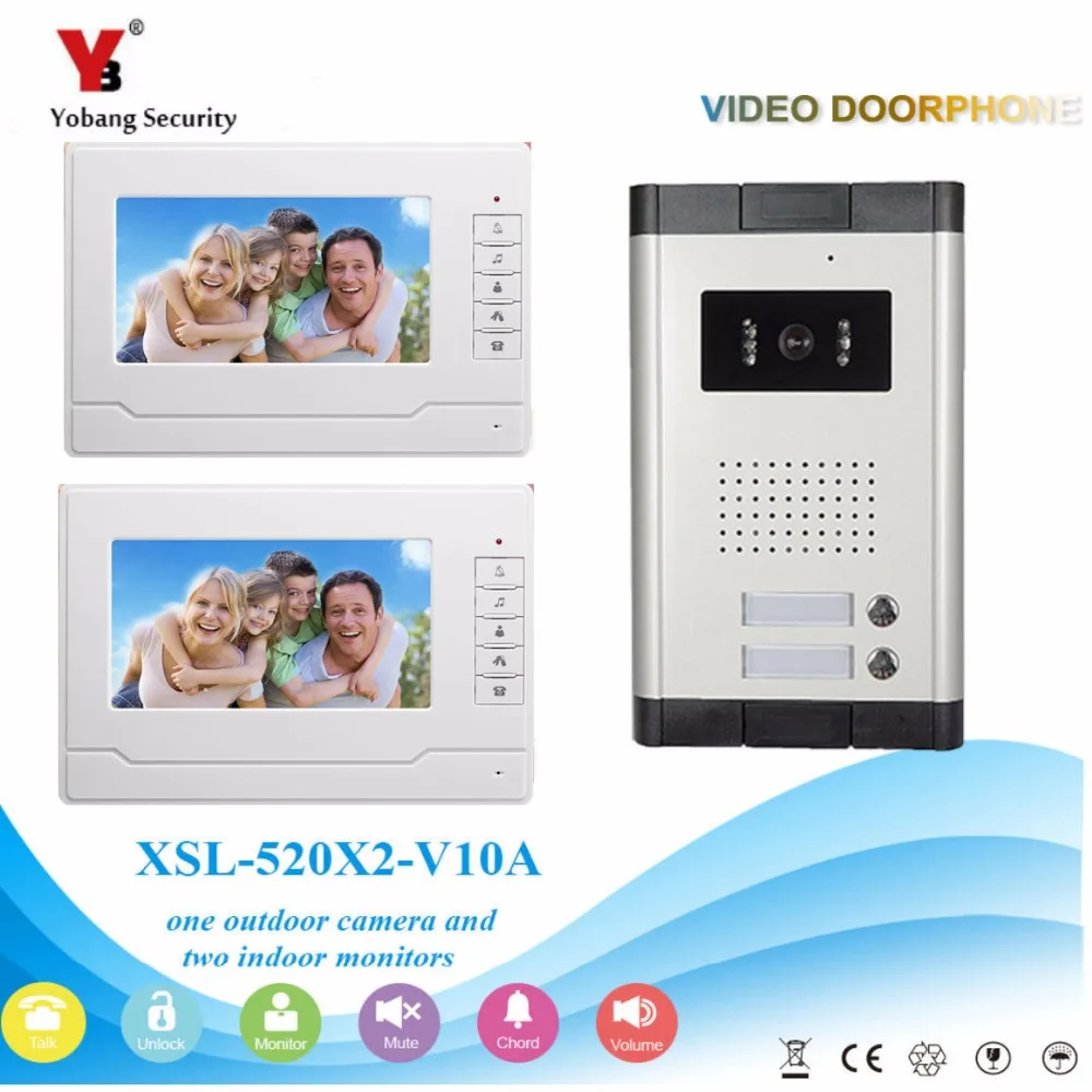 Yobang Security Apartment Video Door Phone Intercom System 7\ Monitor Camera For 2 Families Use Yobang Security Apartment Video Door Phone Intercom System 7\ Monitor Camera For 2 Families Use