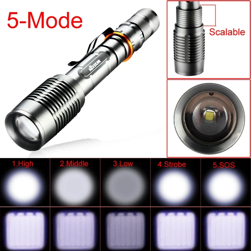 Hot selling 3000 Lumens CREE XM-L T6 Zoomable Focus LED Flashlight Hunting Torch Lamp