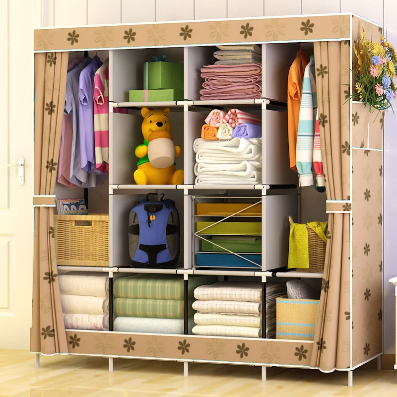 Simple Wardrobe Fabric Folding Cloth Wardrobe DIY Assembly Large Reinforcement Combination Closet Clothes Storage Cabinet