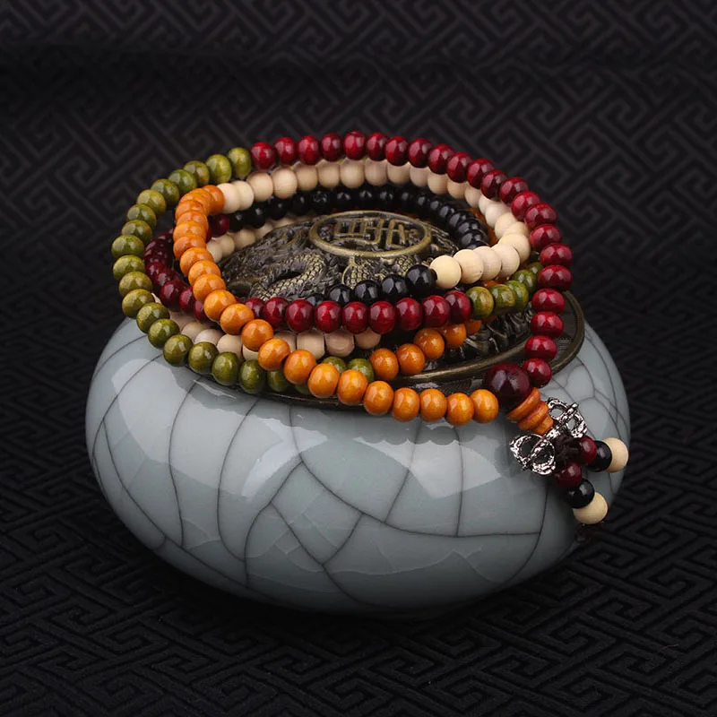 Винтажный браслет с бусинами Bodhi 108 шт. Модные Этнические украшения ручной работы