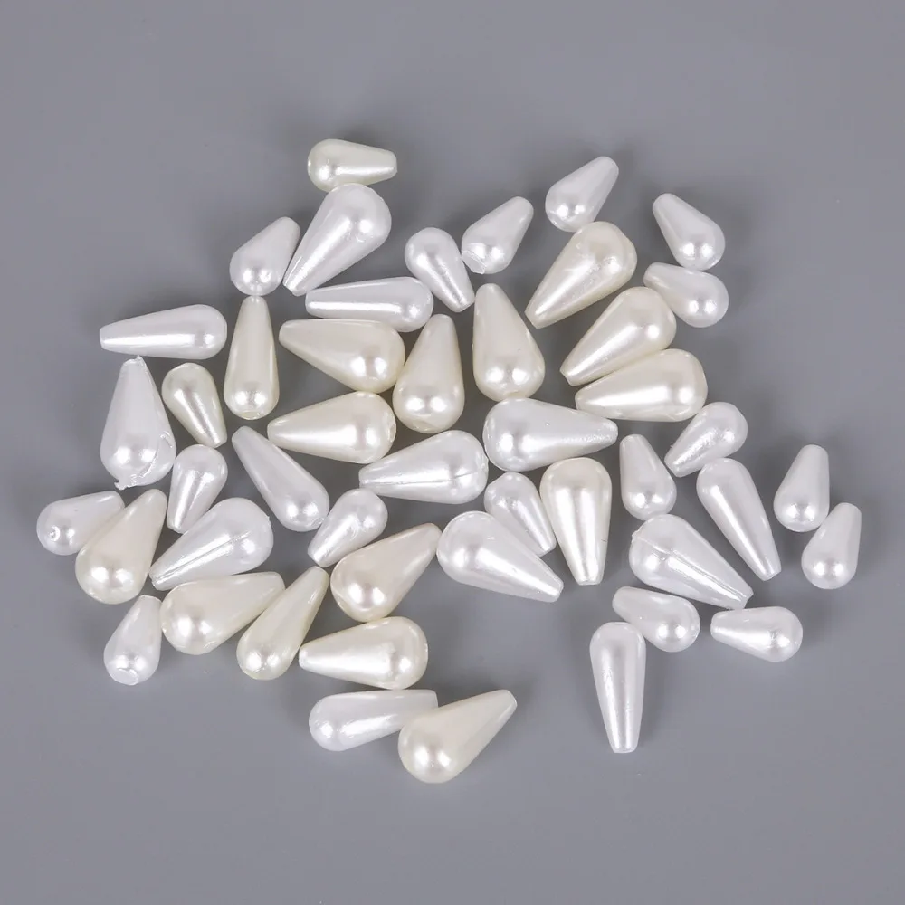 

50-100Pcs Ivory/White Drop Imitation ABS Pearl Beads For Jewelry Making Arts Crafts Apparel Sewing Garment Beads DIY Supplies
