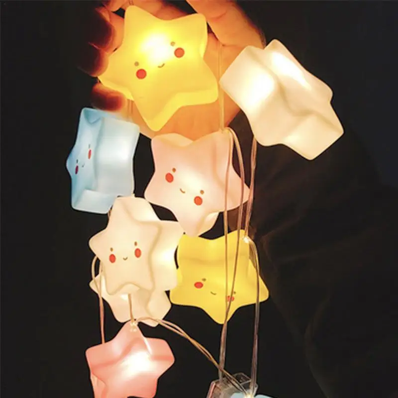 

Christmas decoration string lights cute Smiley Star fairy lights for kids bedroom decoration shop light chain battery Powered