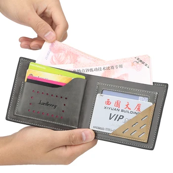 

Korean Men's Wallet Slim Cross Section Simple Short Wallets Men Bifold Male Matte Leather Thin Purses Classic Credit Card Holder