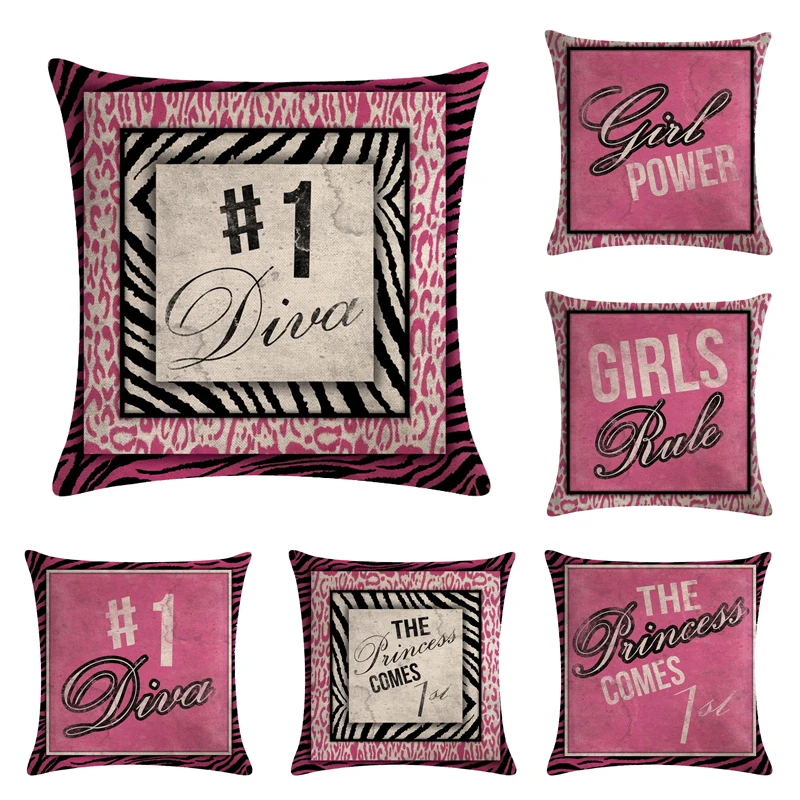 

45*45cm Pink background Simple English alphabet with pillowcase suitable for home/office decoration Square Sofa Cushion cover