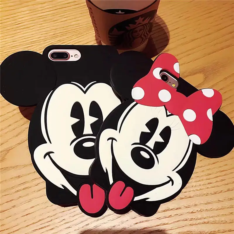 Funny 3D Cartoon Happy Smile Mickey Minnie Silicone Case for iPhone 6 6S Plus Shockproof Cover Coque Apple 7 8 |