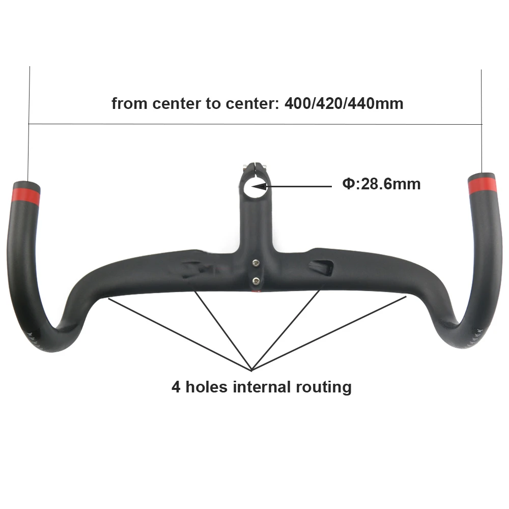 AERONOVA велосипедный интегрированный ручки углеродный руль для шоссейного велосипеда Руль 28,6 мм гоночный велосипед руль 400/420/440 мм