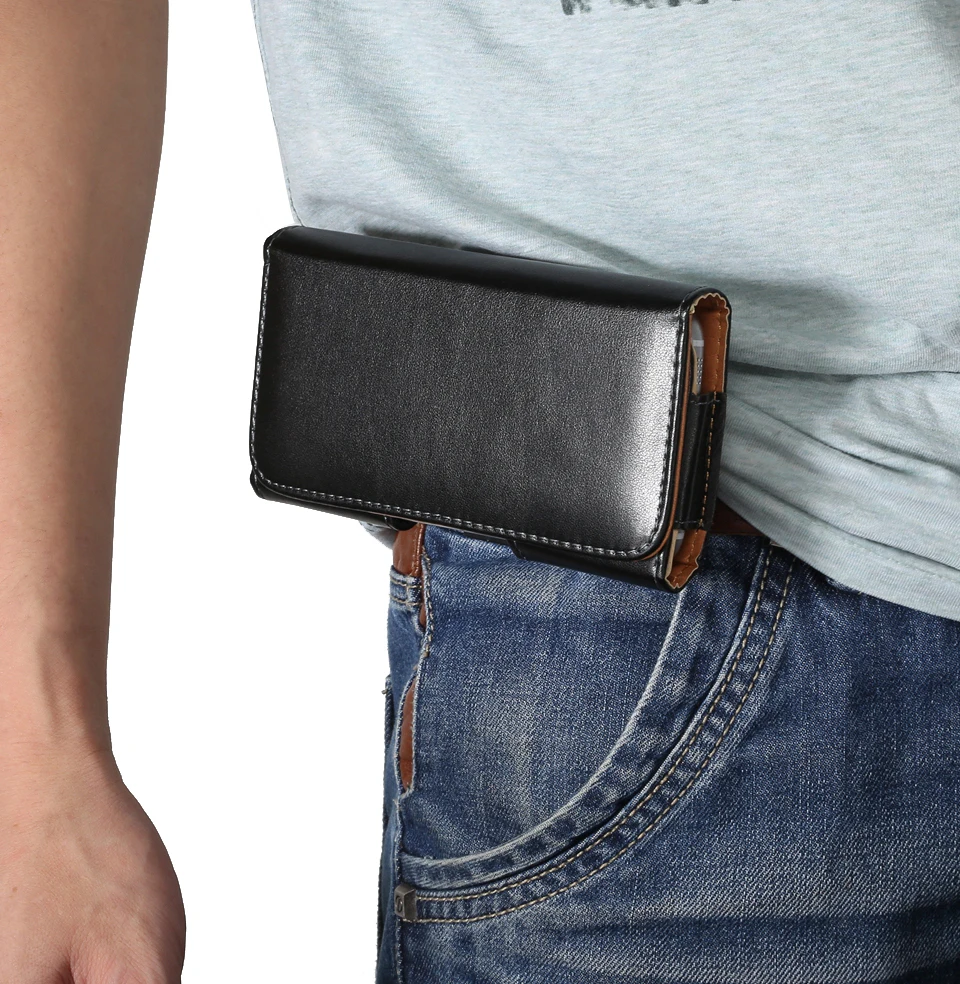 PU Leather Waist Pack Casual Men Phone Pouch Rotate Belt Clip Case