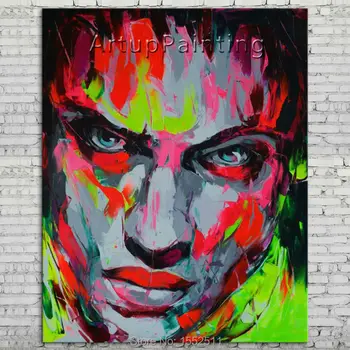

Palette knife portrait Face Oil painting Character figure canva Hand painted Francoise Nielly wall Art picture 06-10-8f2