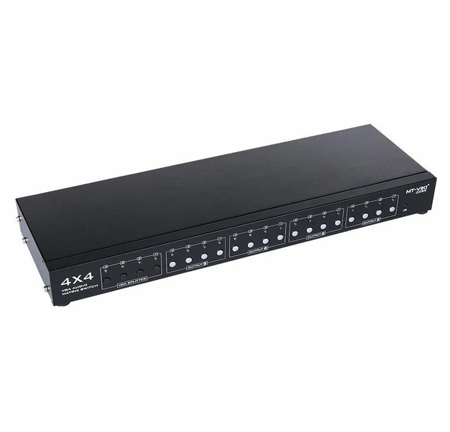Hot MT-VIKI 4X4 VGA Video Audio Matrix Switch with IR Remote Control 400MHz 4 Input 4 Output 1920*1440 1080P FHD MT-VT414