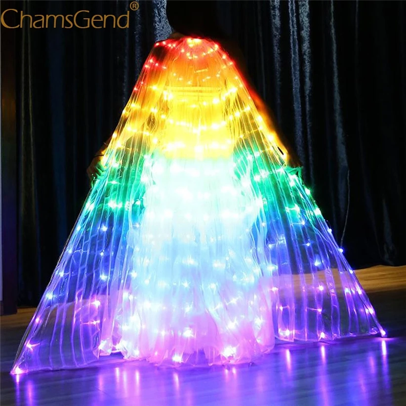 

Women's Colorful Rainbow LED Butterfly Wings Cosplay Costume Cloak for Party Dancing Show with Telescopic Sitck 906